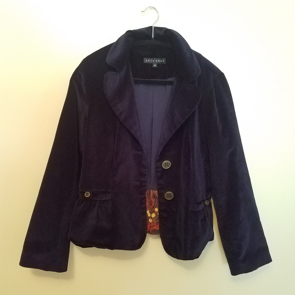 Shin Choi Navy Velvet Blazer Size 12
